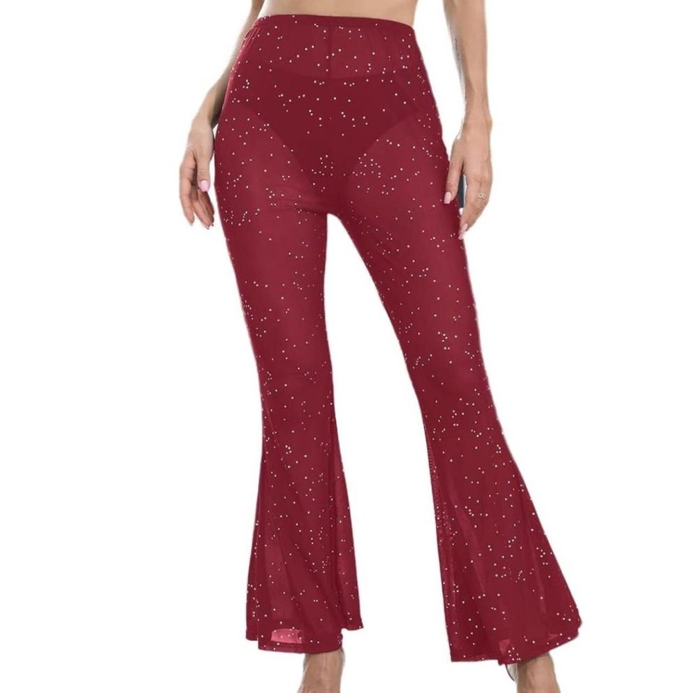 Women's Rave Sheer Mesh Shiny Embellished Pants